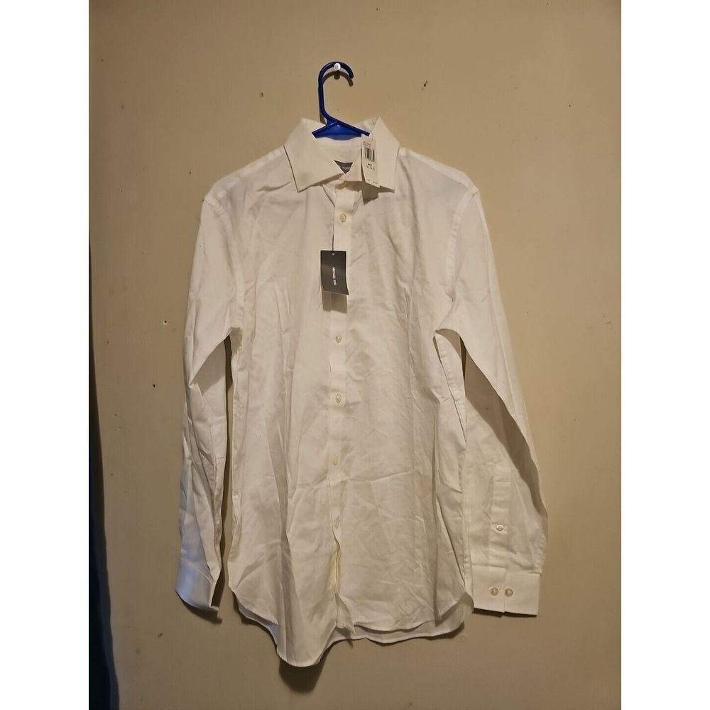 Michael Kors Dress Shirt Mens Long Sleeve Size 15.5 32/33 Button Up White Cotton